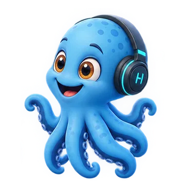 TOBO, the Hephy Academy octopus, wearing headphones